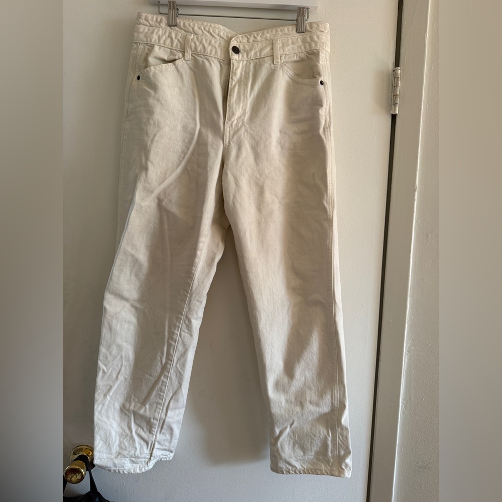 Cream/Off-White Veronica Beard Straight-Leg Jeans